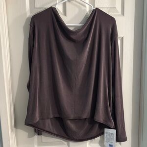 Lululemon Athletica Softstreme Off-The-Shoulder Top in Dark Brown